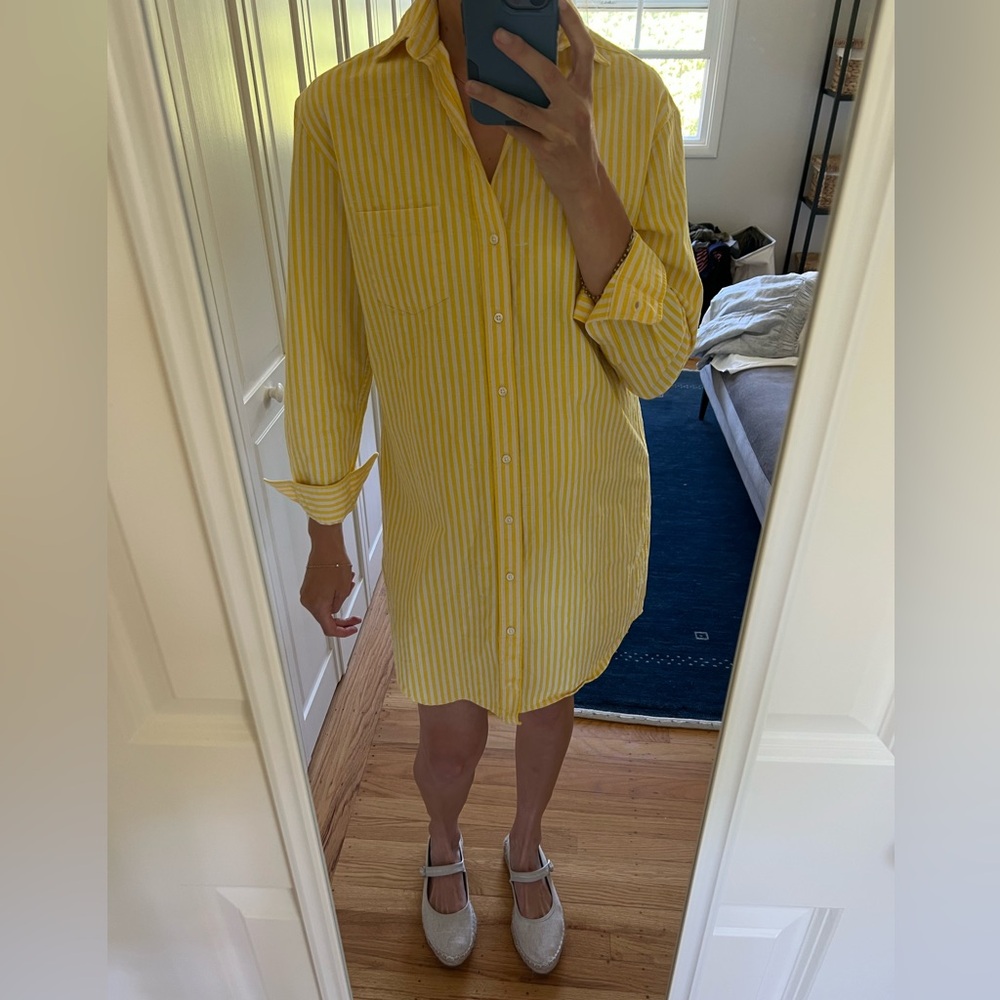 Frank & Eileen Mary Yellow Striped Women’s Shirt Dress